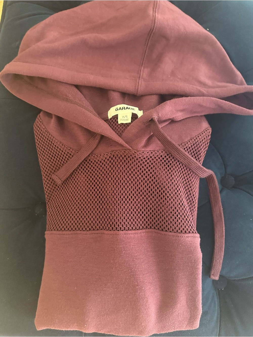 Garage Mesh Yoke Hooded Dress in Plum